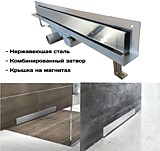 Трап лоток для монтажа в стену 600*70см сухой+гидрозатвор TIM (нерж.+глянец)