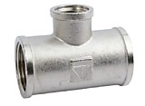 Тройник латунный переходной 1"х1/2"х1" г/г/г никелированный (5/40)