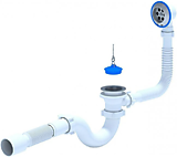 Сифон для ванны АНИ S тип., 1 1/2"х40, нерж. вып., гт 40х50   