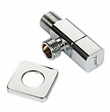 Кран шаровый TIM для сантех приборов хром с квадр. отражат. 1/2"х1/2" угловой 