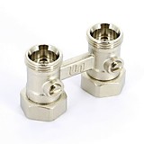 Узел нижнего подключения прямой НВ 3/4"ЕК х 3/4"ЕК радиаторный со встроенными кранами. Uni-Fitt