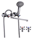 Смеситель для ванны КС 80007254 латунь длинный L-излив встроен диверт.