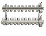 Коллекторная группа (латунь) без расходомеров с ВО и дренажными кранами 10 вых. Ø1" TIM