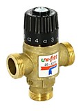 Клапан термостатический трехходовой смешение боковое Uni-Fitt 1", KVs 1.6, 20-43°C, нар. р.